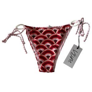 Revolve x VDM Ziggy Reversible‎ Art Deco Retro Pink Stripe Bikini Bottom Swim